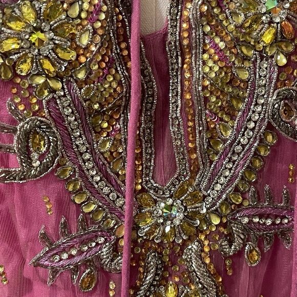 Pakistani Indian Party Dress Purple Size 44 Handmade - Picture 14 of 16